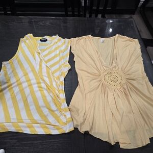 Yellow and Cream Women's Tops